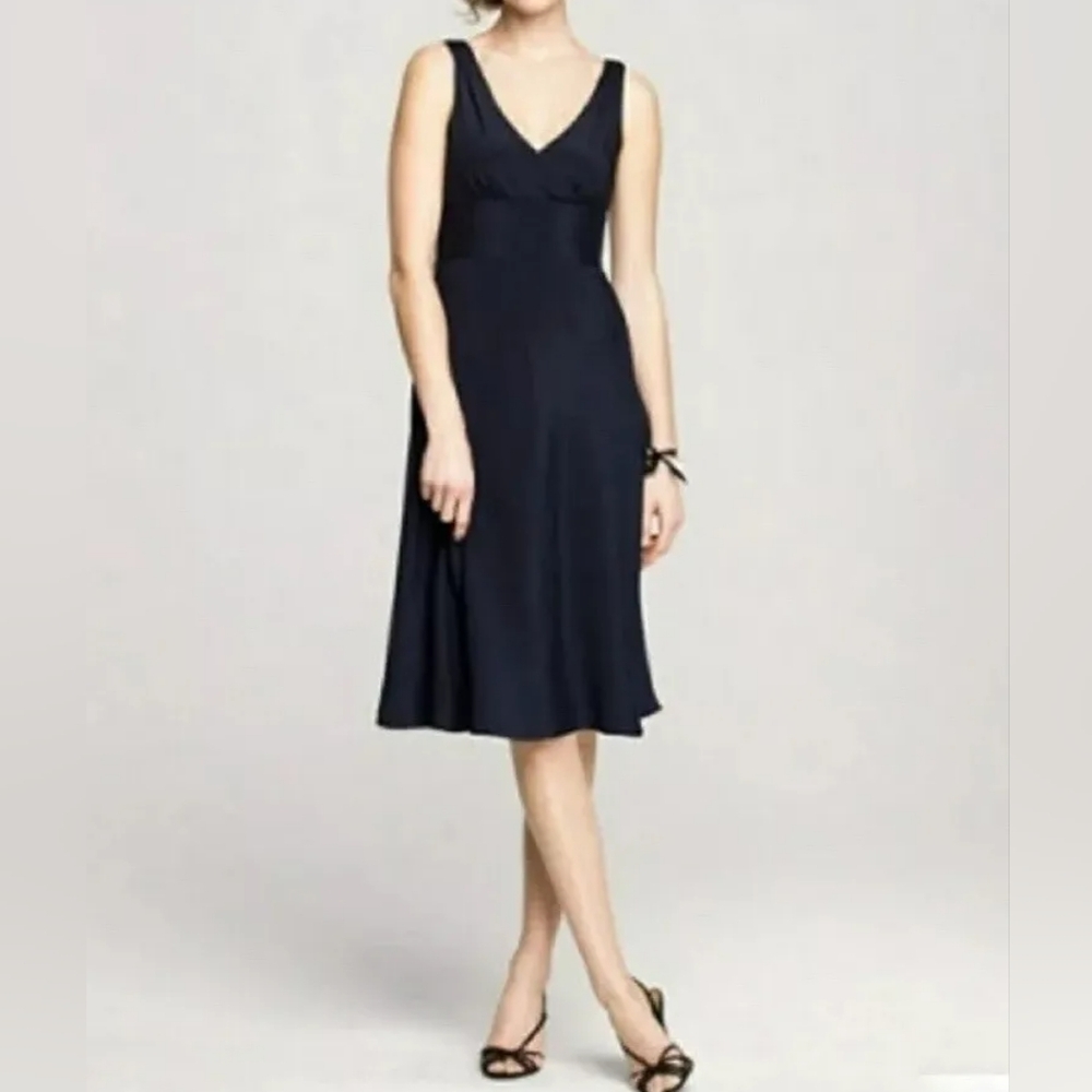 J crew Navy Silk Sophia Dress sz 6